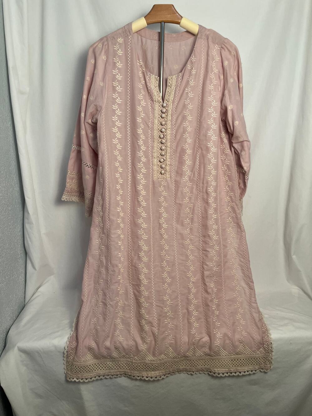 SAYA Embroidered Blush Pink Tunic Dress Oversized Medium